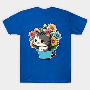 A Cute Kitten in a Flower Pot T-Shirt